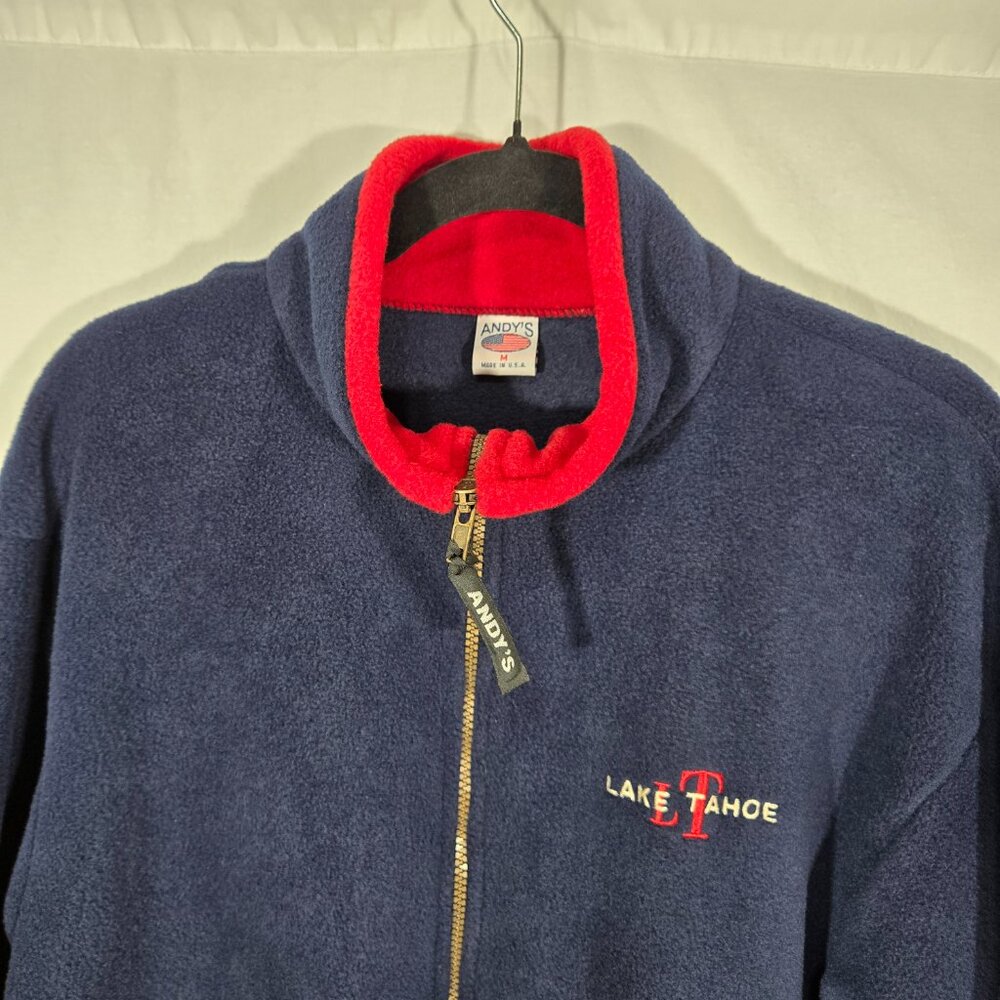 U.S.A. Vintage ANDY'S Blue "LAKE TAHOE" Full-Zip Fleece Jacket OVERSIZED Size M. - Picture 4 of 17
